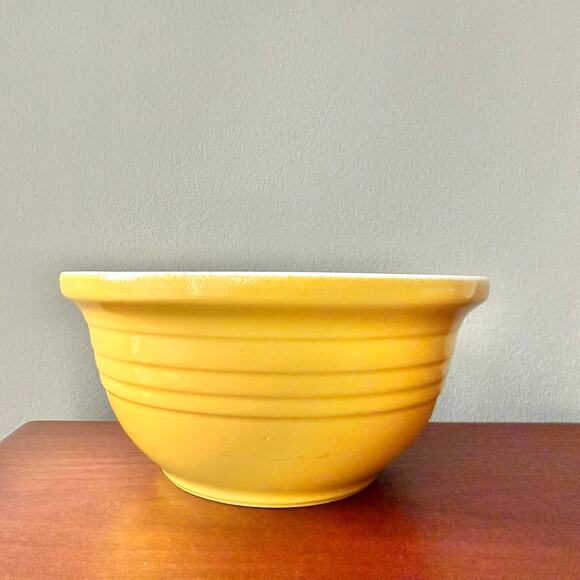 Rare Over and Back Large Yellow Ribbed Stoneware Nesting Mixing Bowl OB3 - Picture 6 of 10